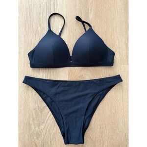 Lululemon Waterside Swim Bikini Top & Bikini Bottom Set Size 6 Navy Blue